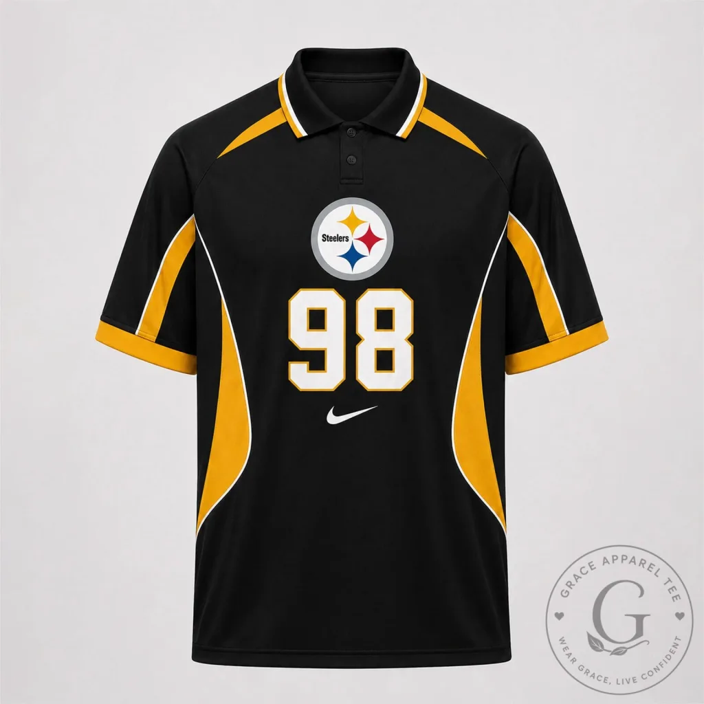 Pittsburgh Steelers Number Ninety-Eight National Football League Polo Shirt Pittsburgh Steelers Number Ninety-Eight National Football League Polo Shirt