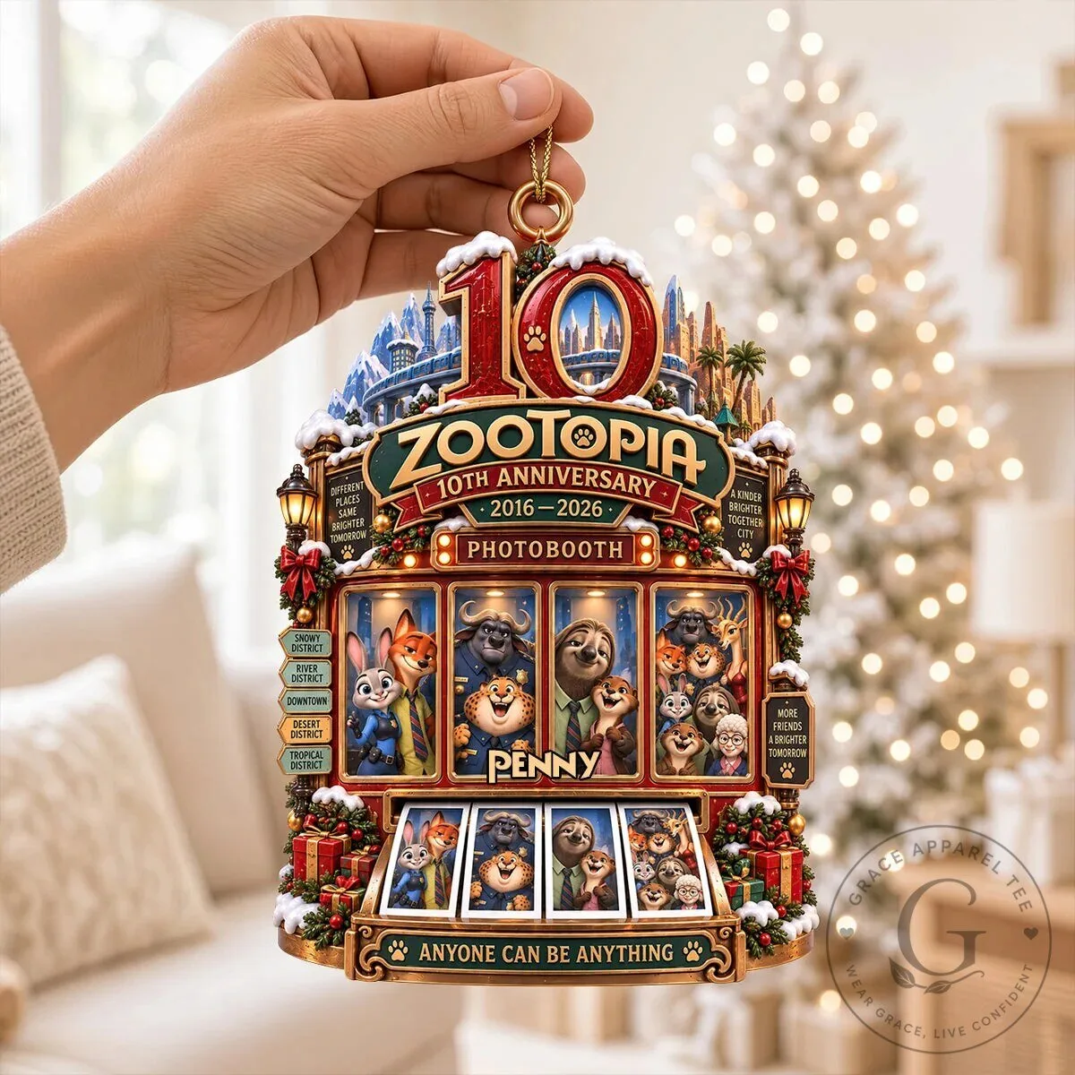 Zootopia 10th Anniversary Photobooth Christmas Tree Ornament