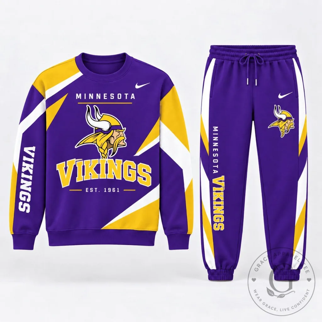 Minnesota Vikings Football Team Purple and Gold Sweatshirt Minnesota Vikings Football Team Purple and Gold Sweatshirt