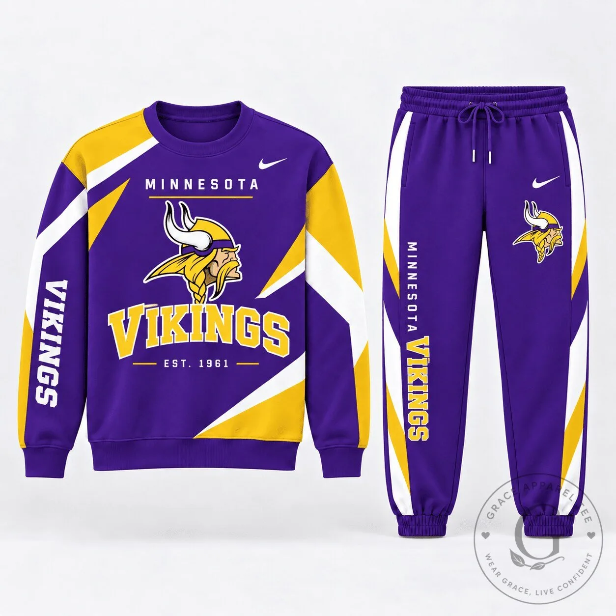Minnesota Vikings Football Team Purple and Gold Sweatshirt