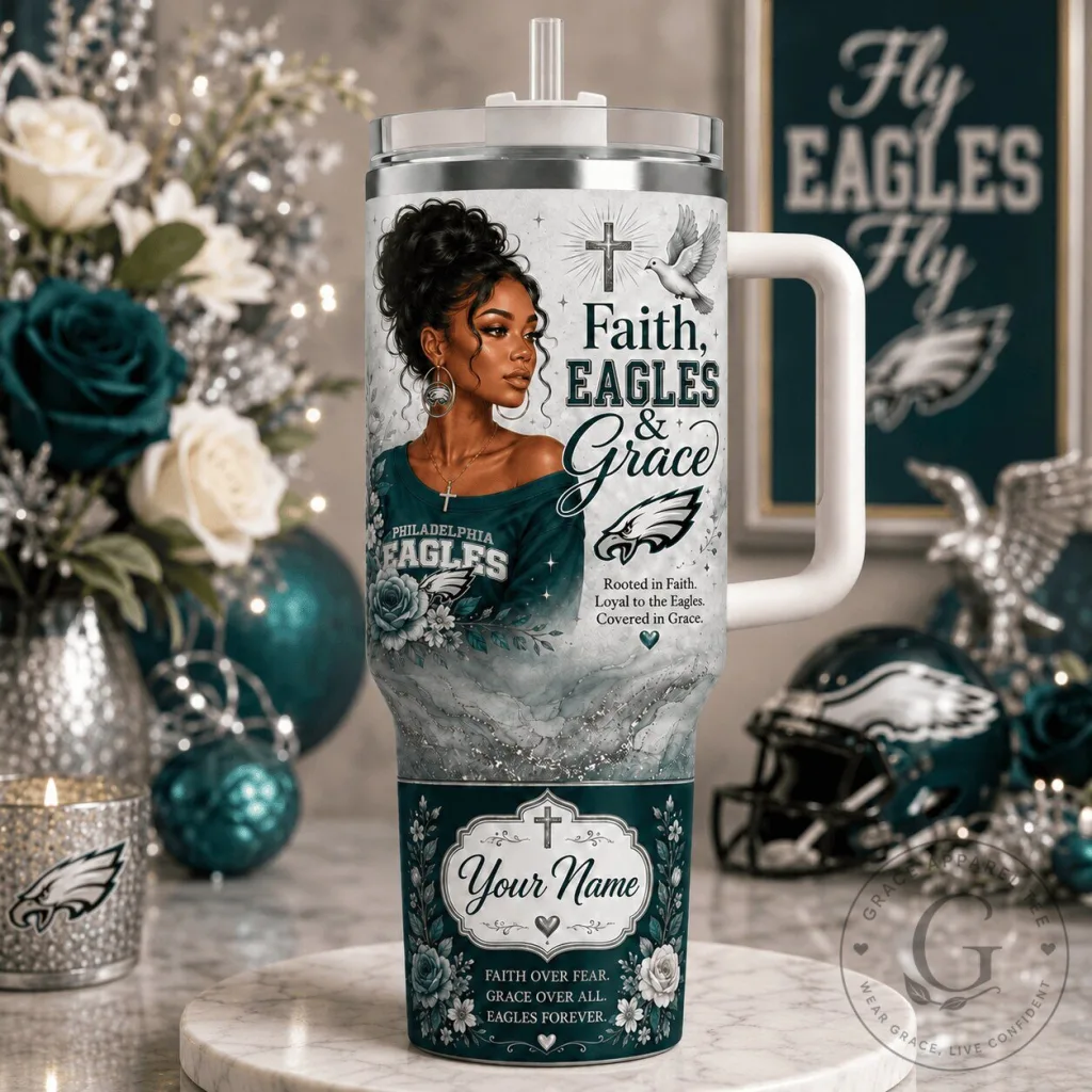 Philadelphia Football Eagles Faith Grace Personalized Tumbler