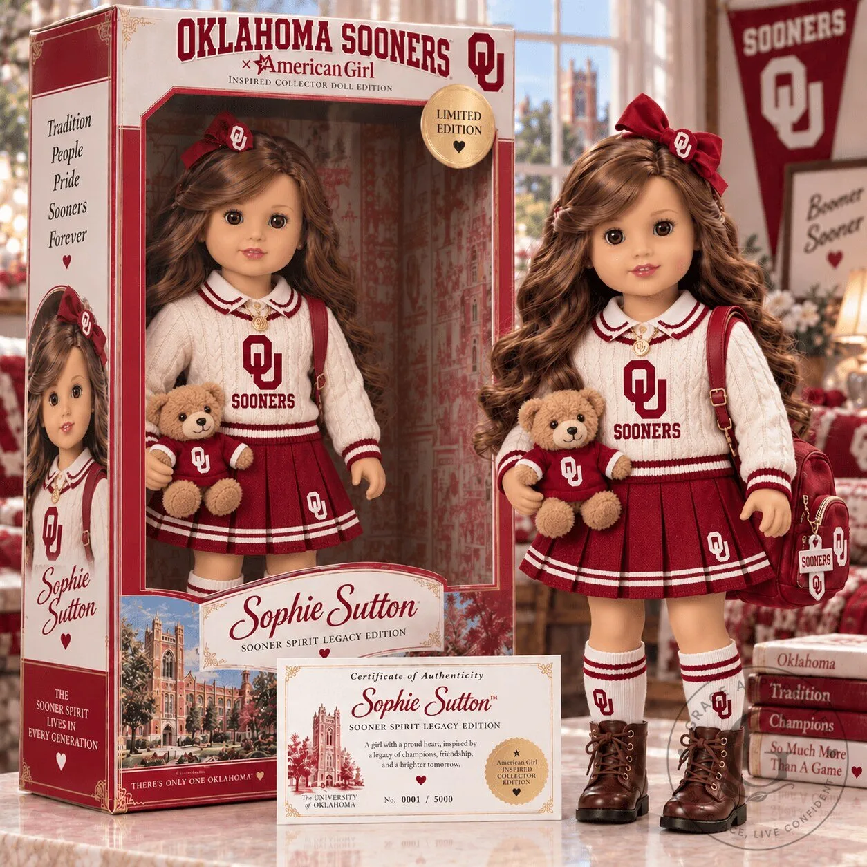 Oklahoma Sooners American Girl Sophie Sutton Limited Edition Collector Doll