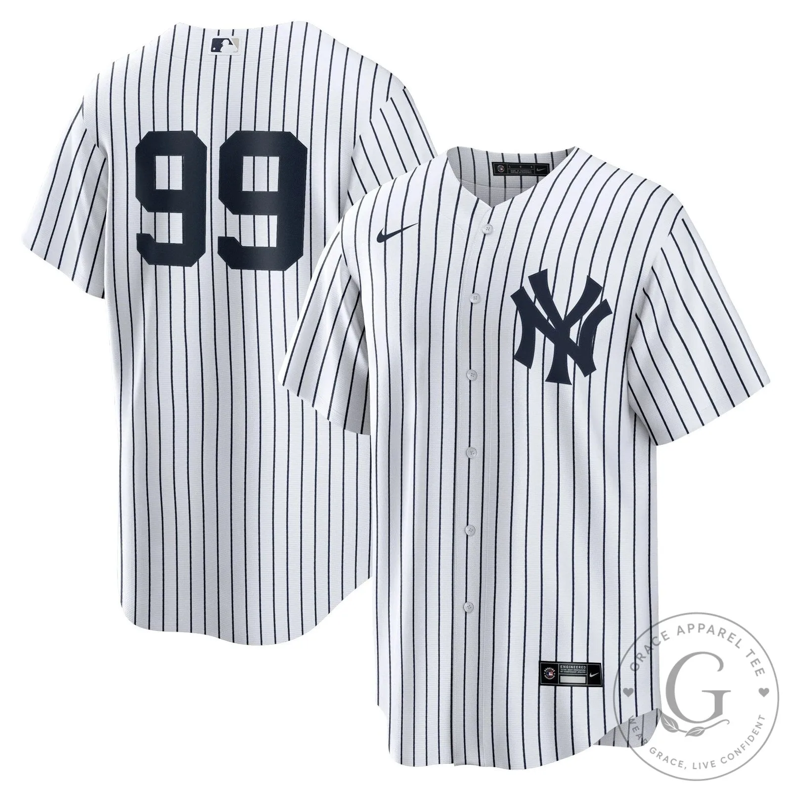 Pinstripe Baseball Jersey for Aaron Judge of the New York Yankees
