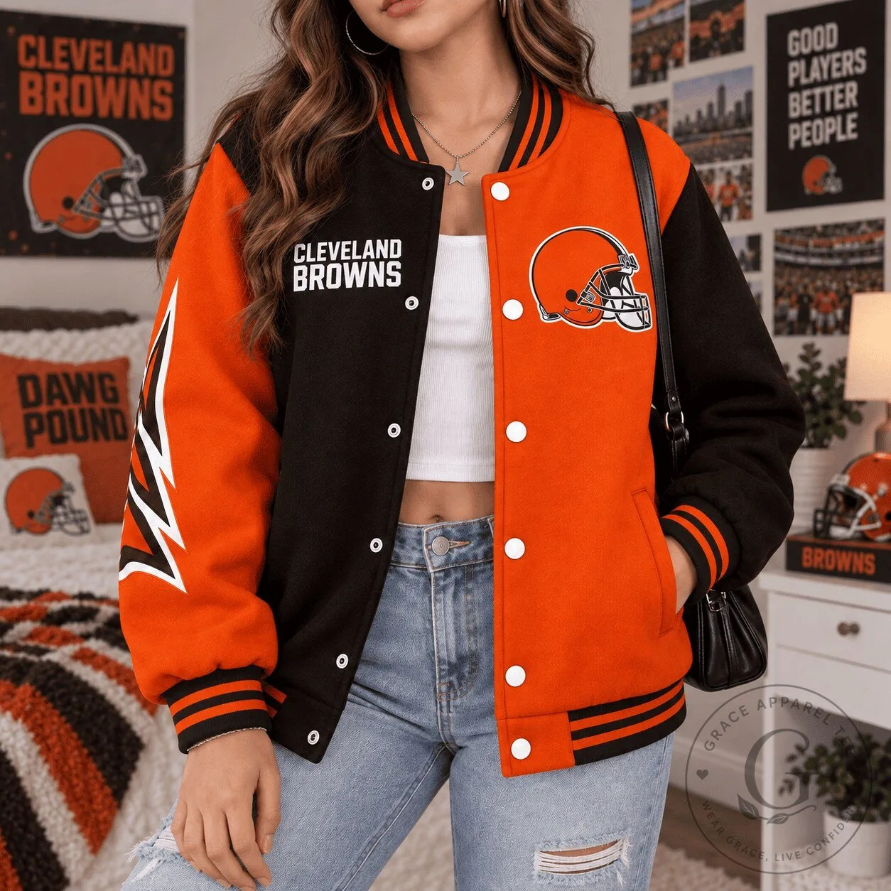 Cleveland Browns NFL Football Team Legacy Game Day Bomber Jacket