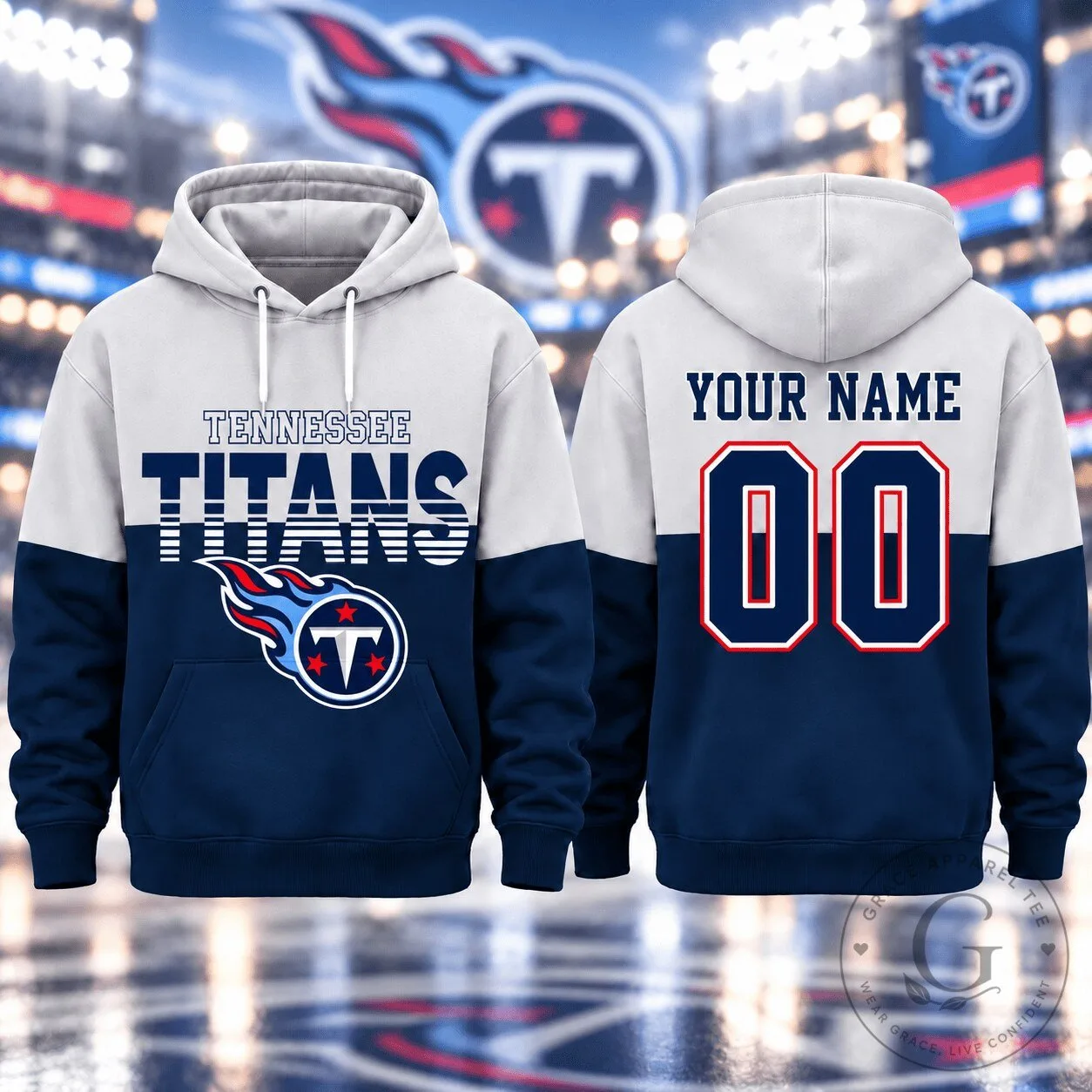 Tennessee Titans National Football League Custom Name Number Hoodie