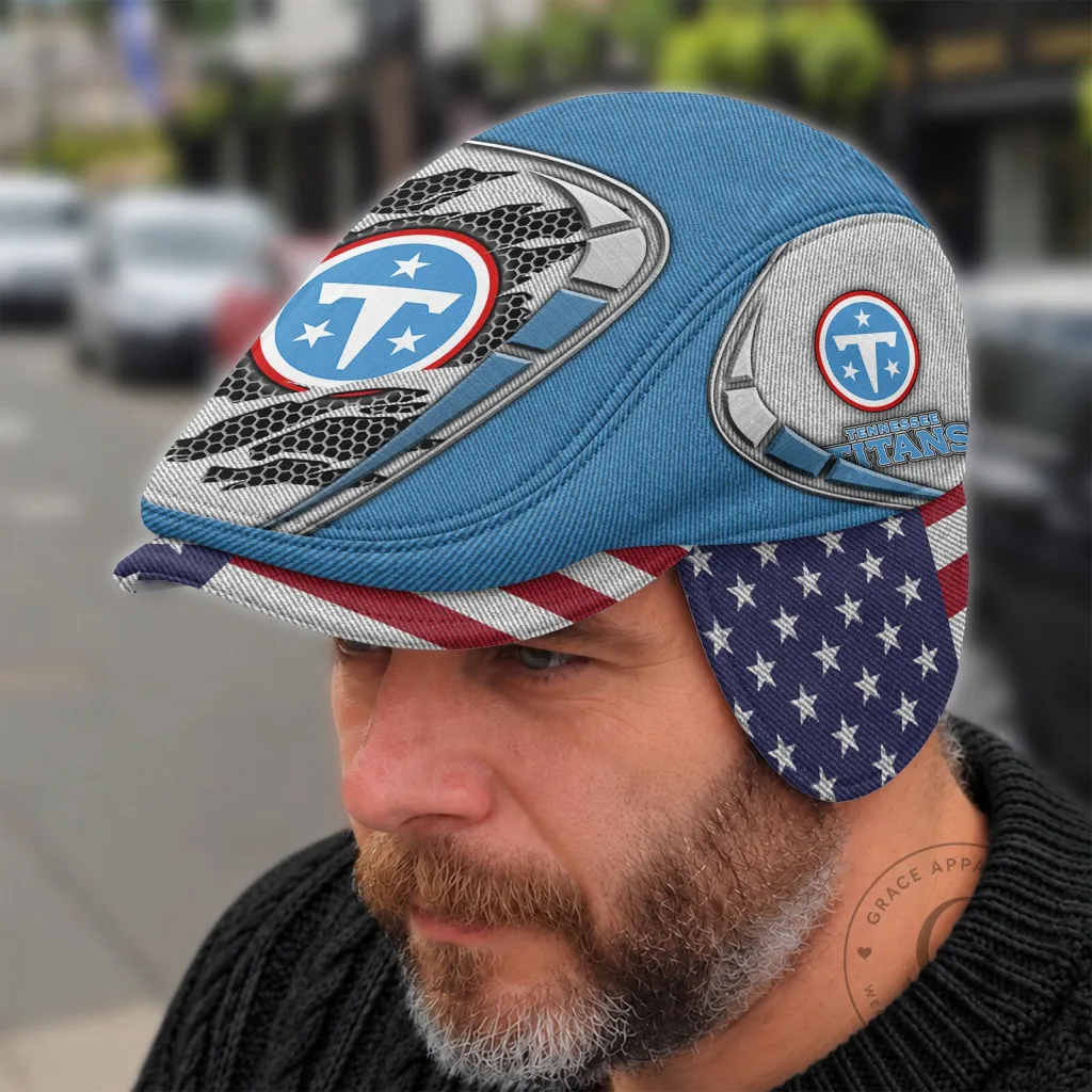 Tennessee Titans NFL Flat Cap with Foldable Ear Flaps