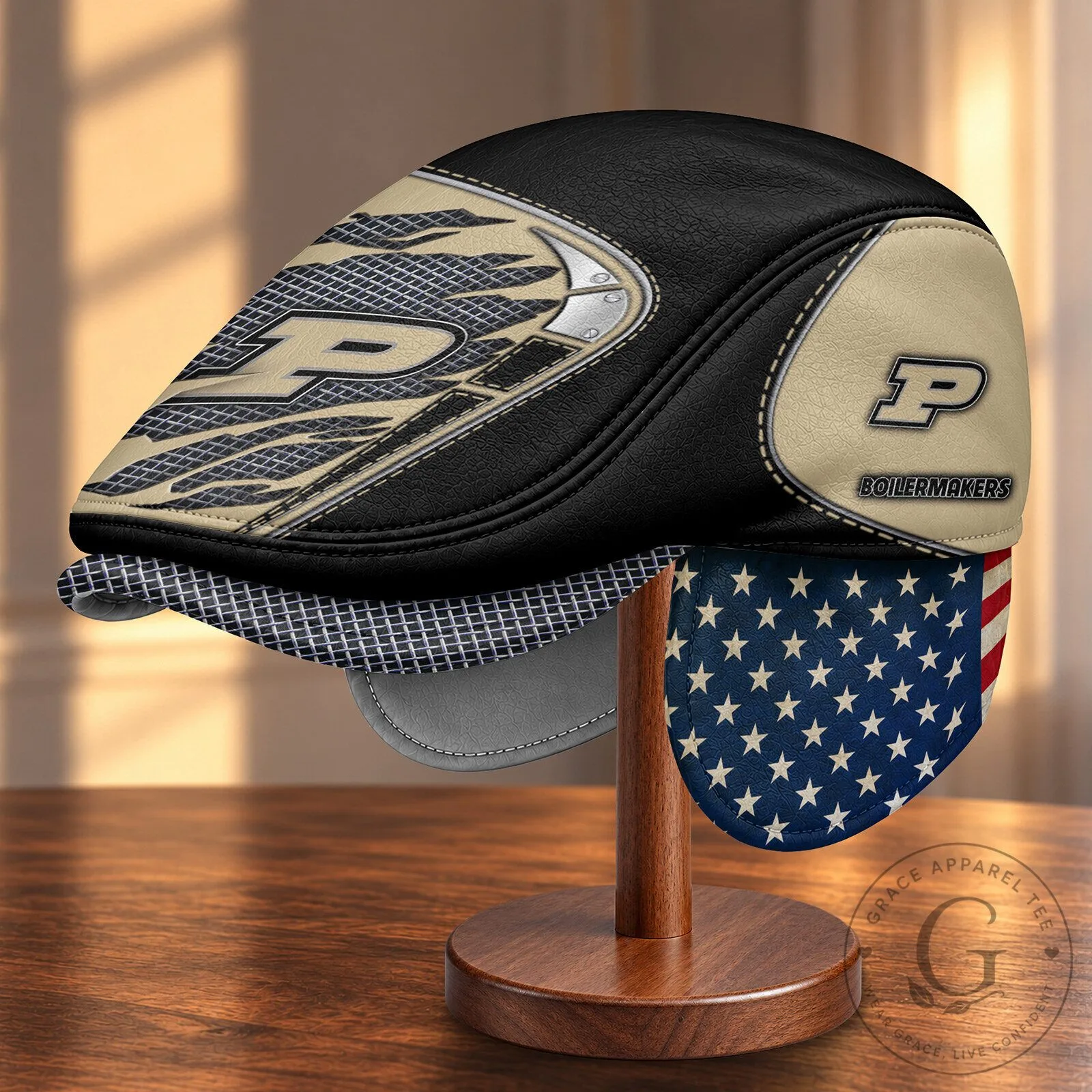 Purdue Boilermakers NCAA Flat Cap with Foldable Ear Flaps