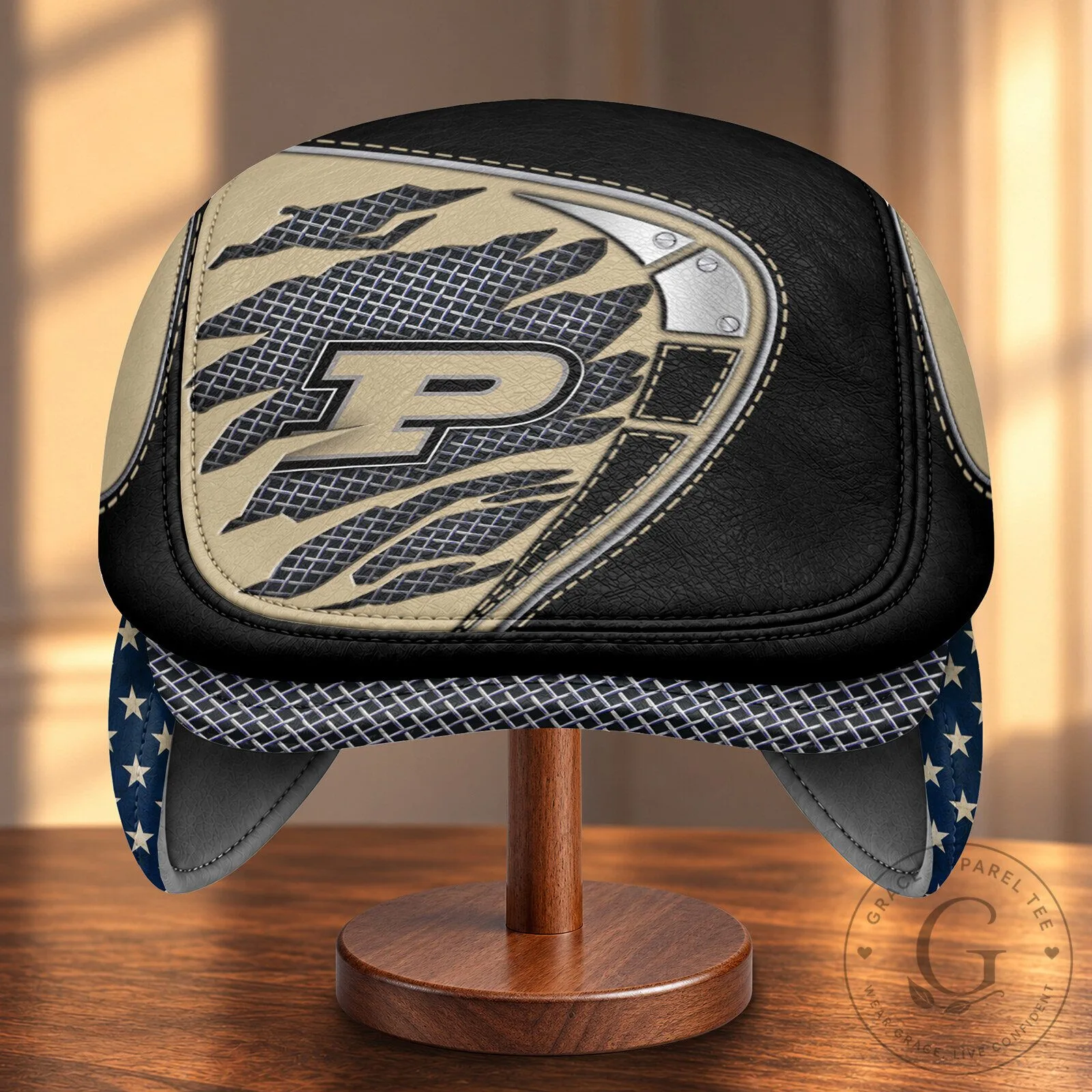 Purdue Boilermakers NCAA Flat Cap with Foldable Ear Flaps 11 Purdue Boilermakers NCAA Flat Cap with Foldable Ear Flaps