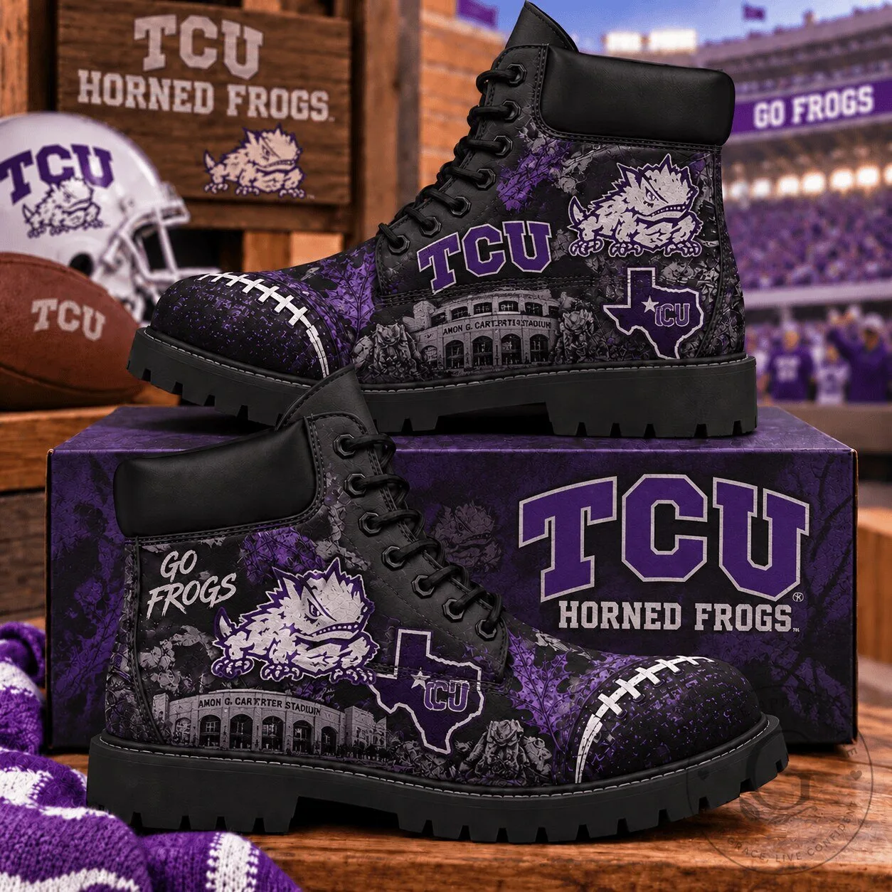 Texas Christian University Horned Frogs Football Team High-Top Boots