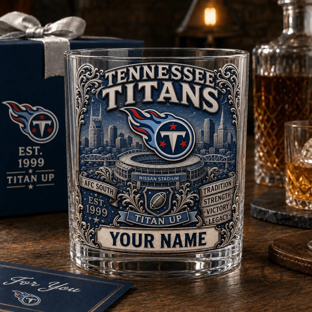 Tennessee Titans Nissan Stadium Custom Name Whiskey Glass