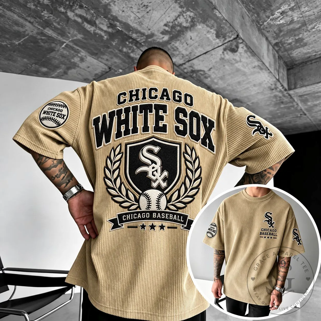 Chicago White Sox Baseball Team Embroidered Logo Short-Sleeve T-Shirt