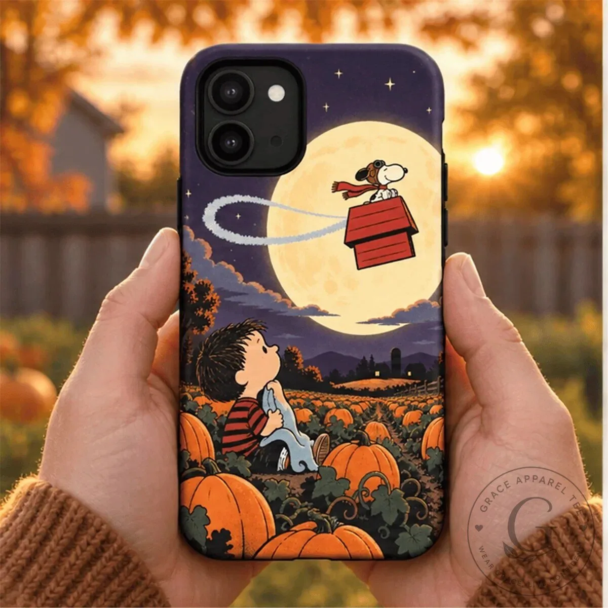 Snoopy Great Pumpkin Night Flight Peanuts Halloween Phone Case