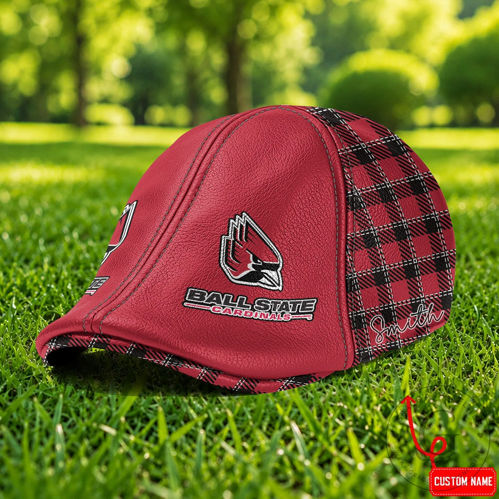 Ball State Cardinals Custom Name Red Plaid Flat Cap Ivy Hat 5 Ball State Cardinals Custom Name Red Plaid Flat Cap Ivy Hat
