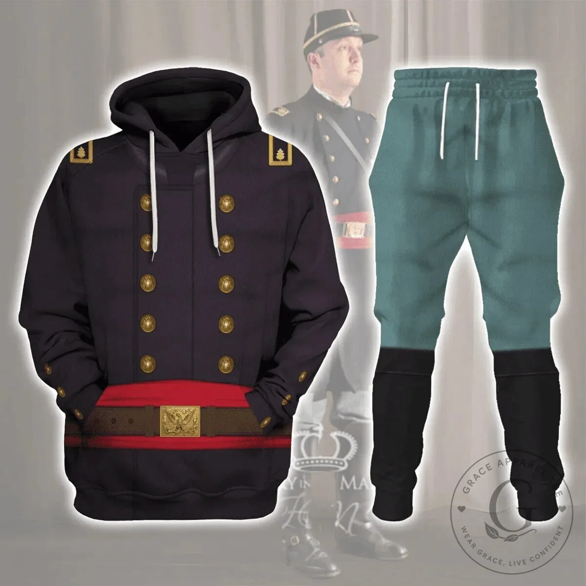 Union Army Major Infantry Uniform All Over Print Hoodie Sweatshirt
