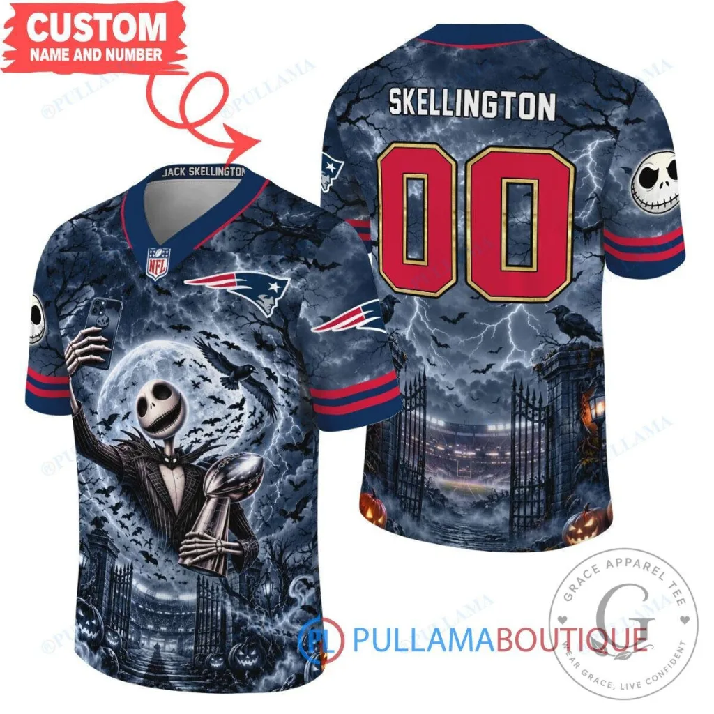 New England Patriots Jack Skellington Halloween Football Jersey New England Patriots Jack Skellington Halloween Football Jersey