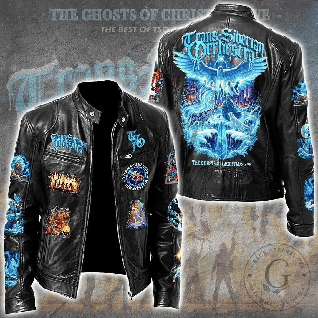 Leather Jacket Featuring Trans-Siberian Orchestra's The Ghosts of Christmas Eve Design