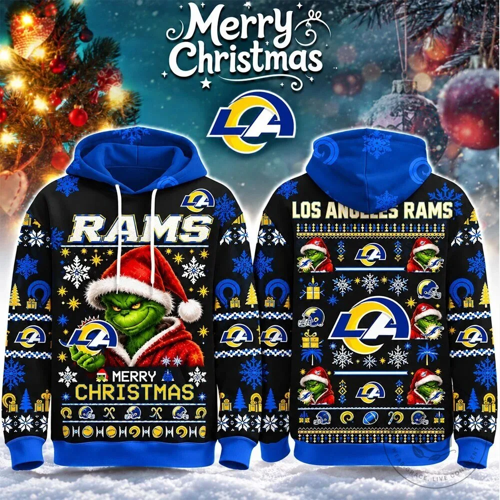 Los Angeles Rams Grinch Merry Christmas Ugly Sweater Hoodie