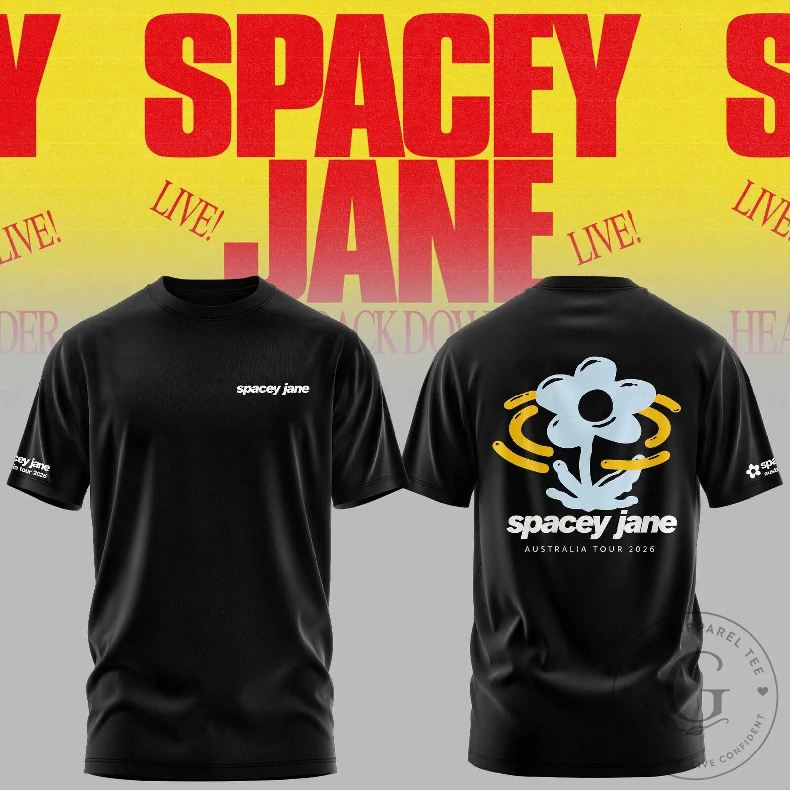 Spacey Jane Heading Back Down Under Australian Tour 2026 Black Band T-Shirt