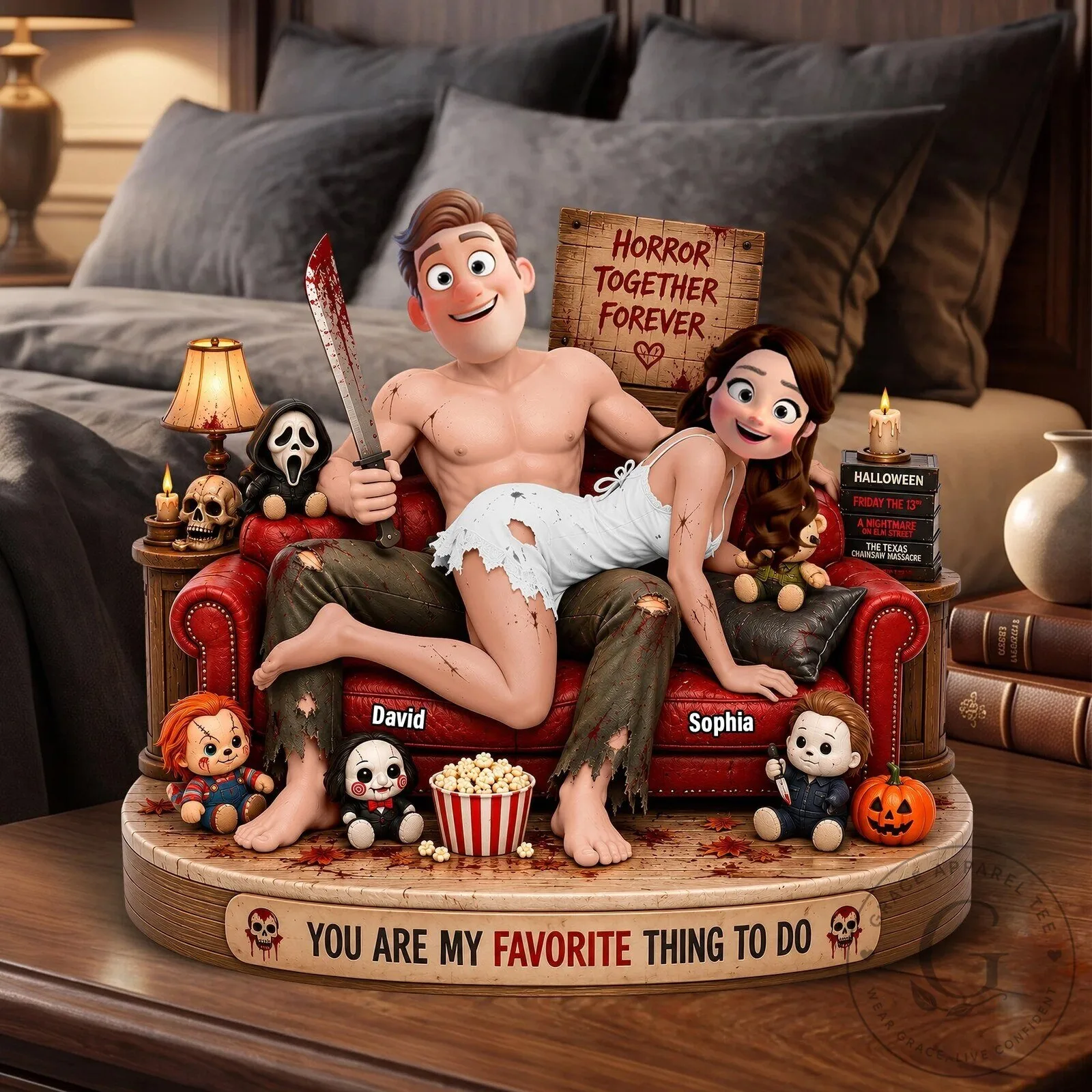 Horror Couple Halloween Gift for Husband Wife, Creepy Romance Acrylic Plaque