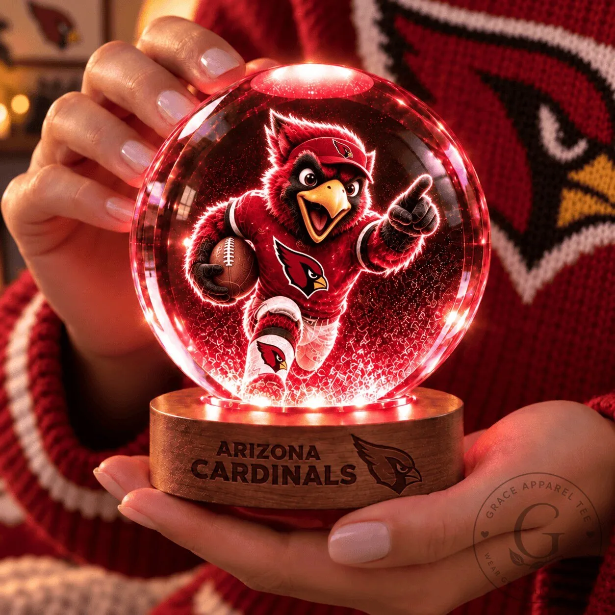 Arizona Cardinals Football Team Mascot Crystal Ball Night Light Lamp