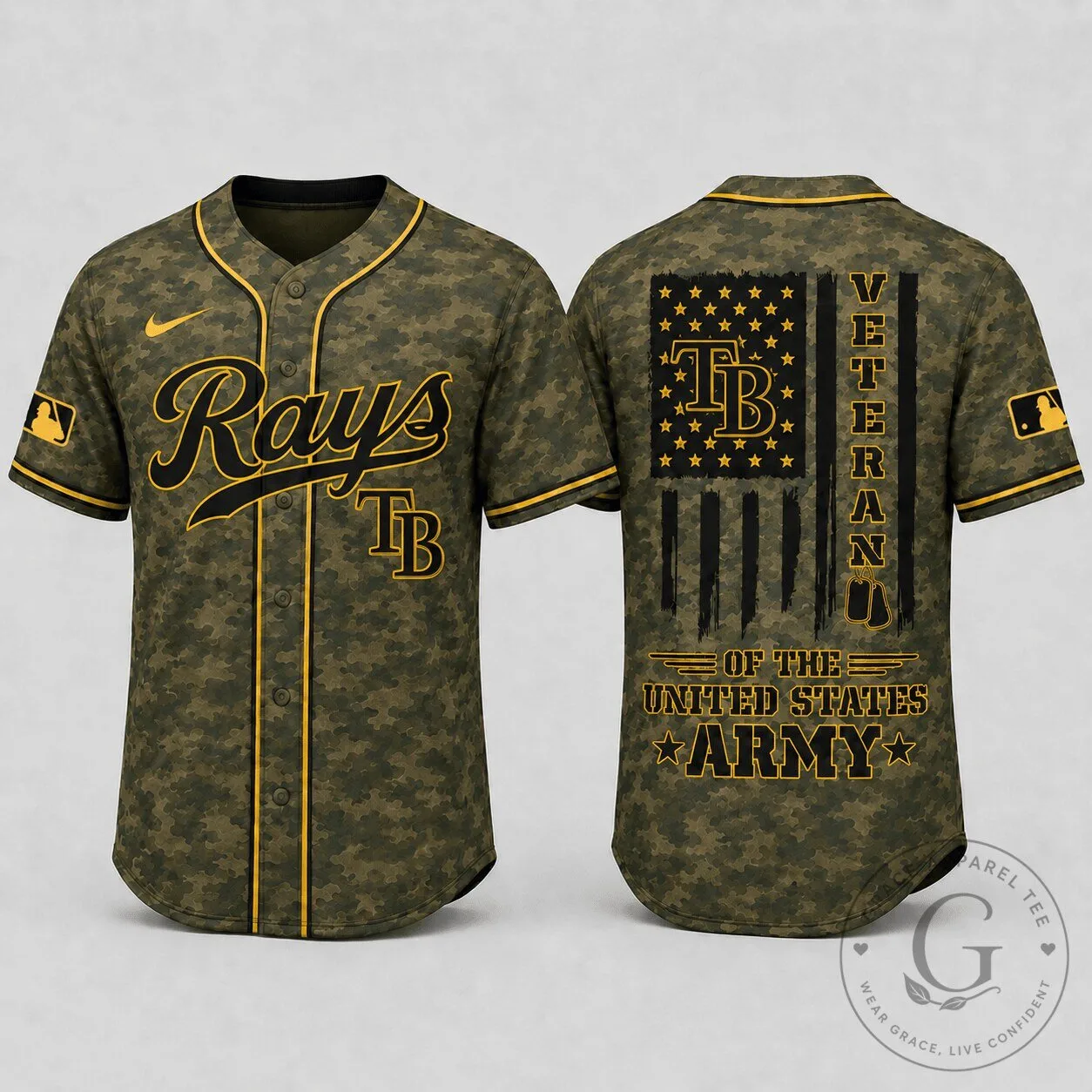 Tampa Bay Rays Baseball United States Army Veteran Camouflage Jersey