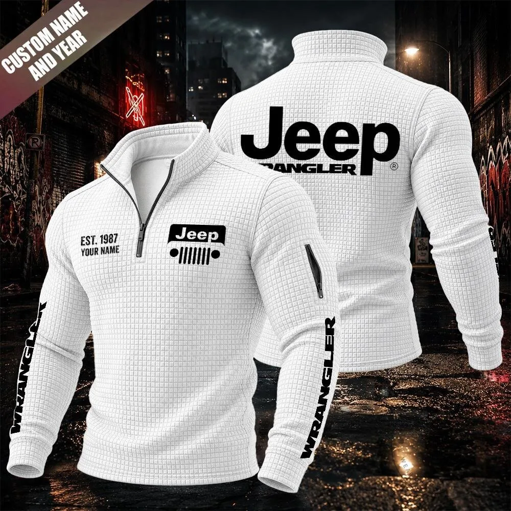 Jeep Wrangler Textured Grid Quarter-Zip Pullover Sweatshirt