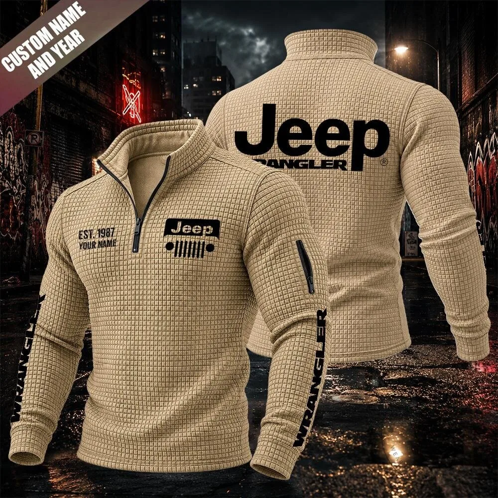 Jeep Wrangler Textured Grid Quarter-Zip Pullover Sweatshirt 14 Jeep Wrangler Textured Grid Quarter-Zip Pullover Sweatshirt