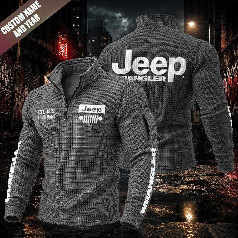 Jeep Wrangler Textured Grid Quarter-Zip Pullover Sweatshirt 16 Jeep Wrangler Textured Grid Quarter-Zip Pullover Sweatshirt