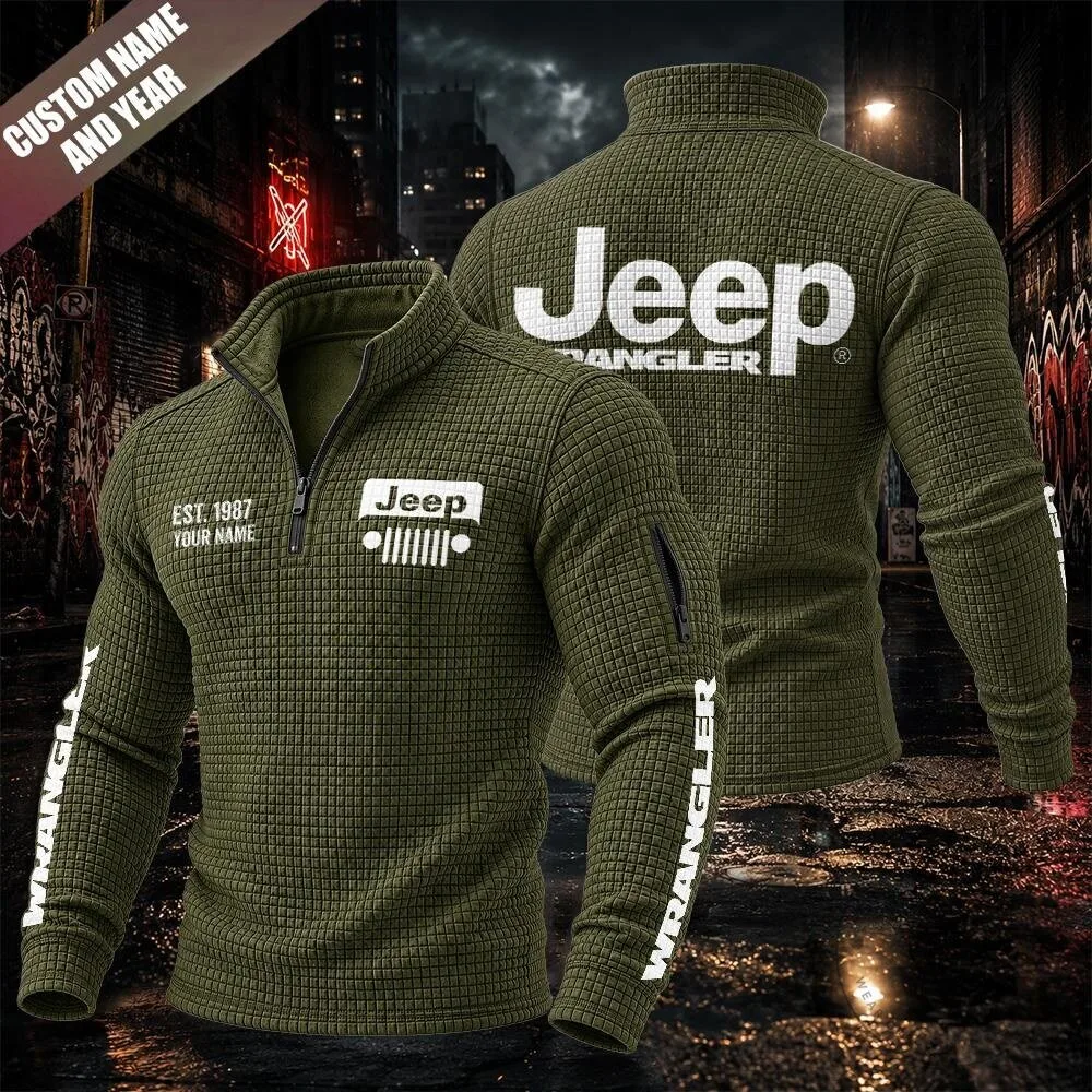 Jeep Wrangler Textured Grid Quarter-Zip Pullover Sweatshirt 17 Jeep Wrangler Textured Grid Quarter-Zip Pullover Sweatshirt