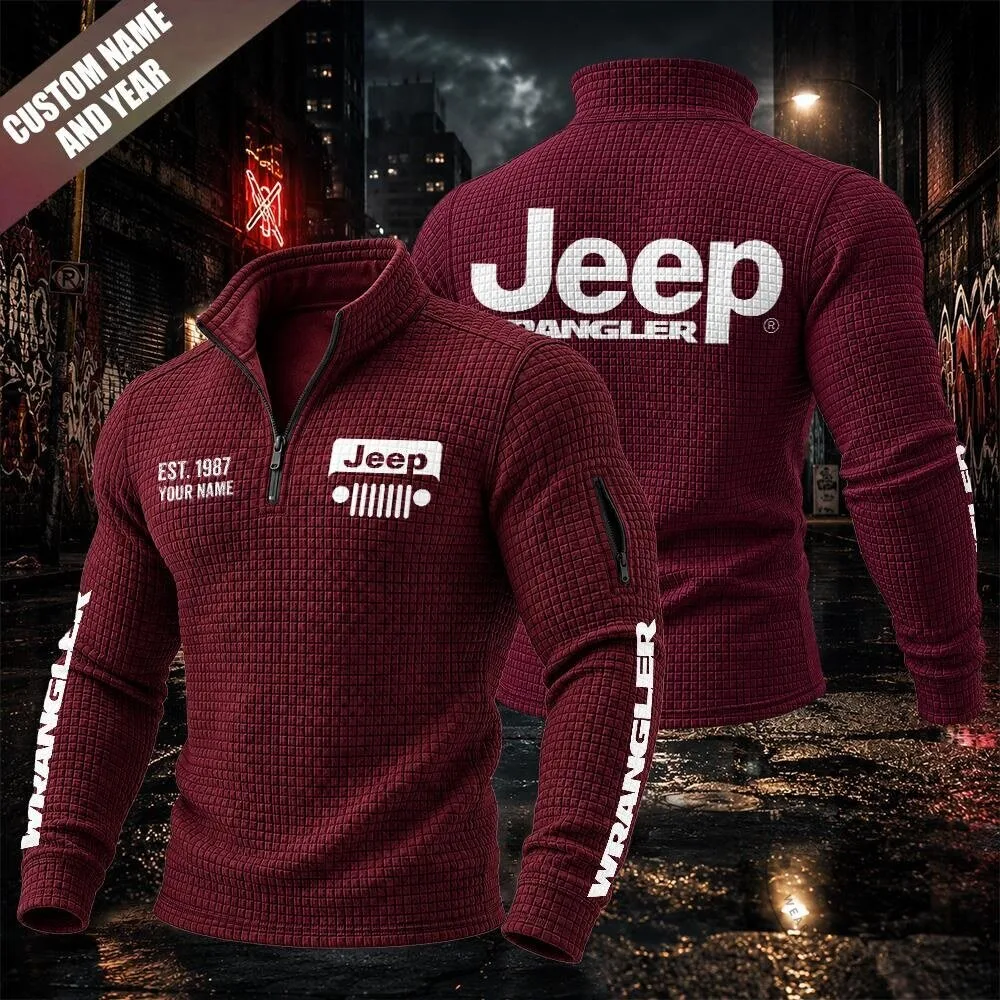 Jeep Wrangler Textured Grid Quarter-Zip Pullover Sweatshirt 18 Jeep Wrangler Textured Grid Quarter-Zip Pullover Sweatshirt