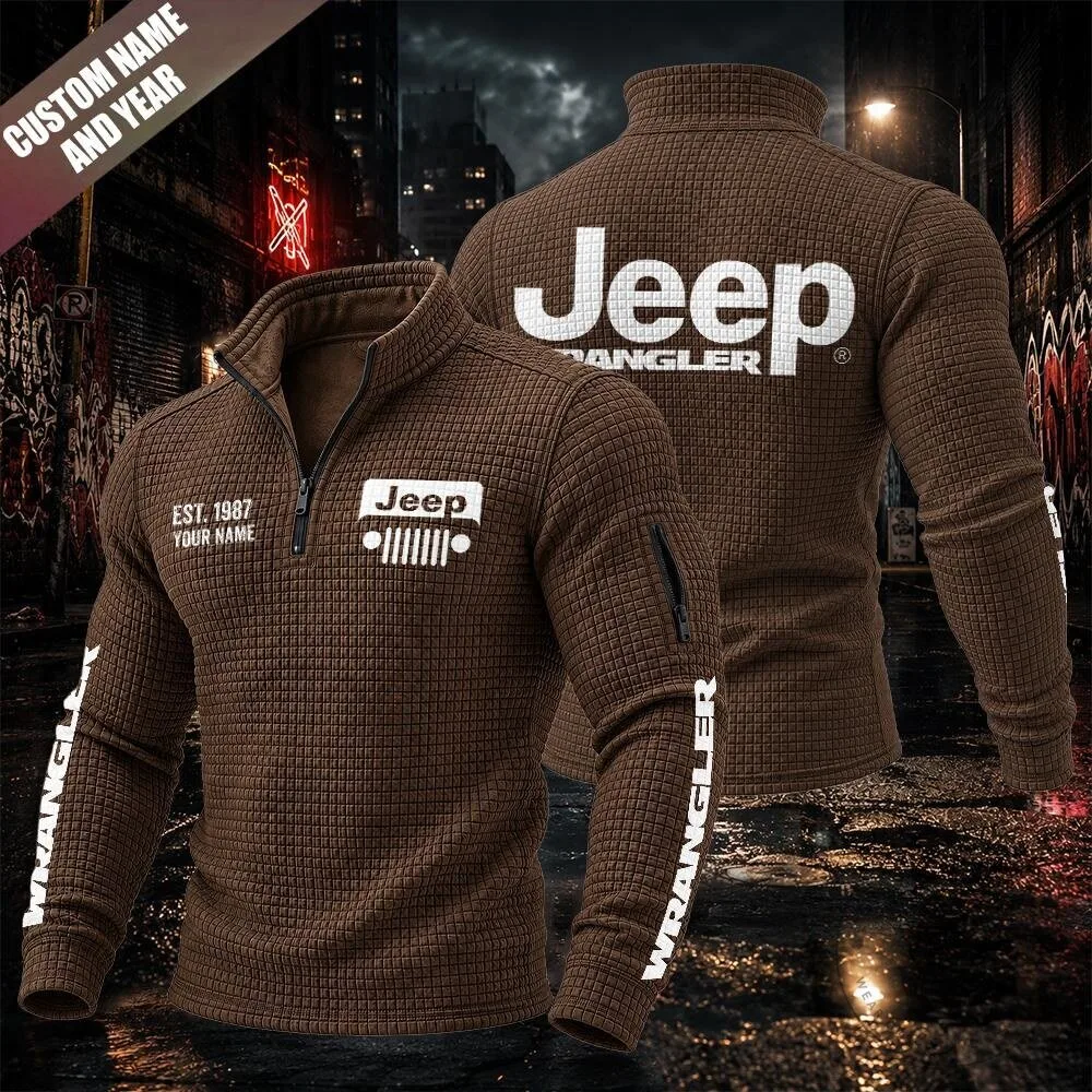 Jeep Wrangler Textured Grid Quarter-Zip Pullover Sweatshirt 19 Jeep Wrangler Textured Grid Quarter-Zip Pullover Sweatshirt