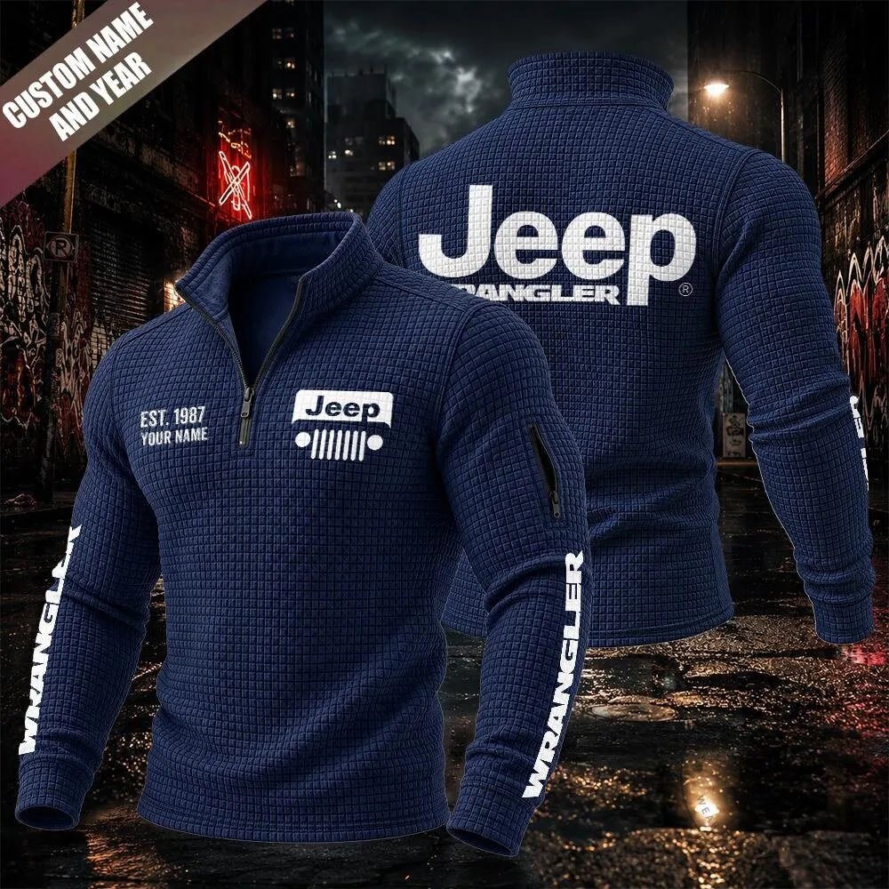Jeep Wrangler Textured Grid Quarter-Zip Pullover Sweatshirt 20 Jeep Wrangler Textured Grid Quarter-Zip Pullover Sweatshirt