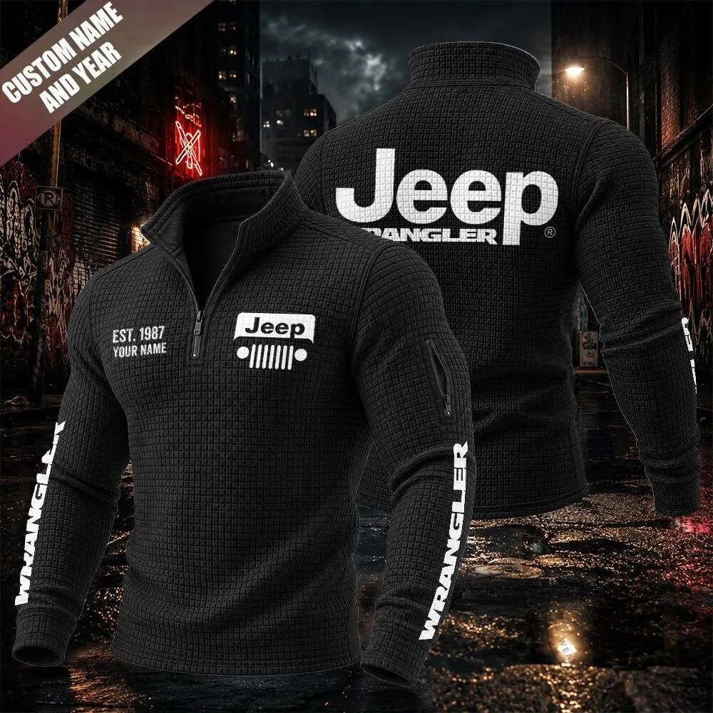 Jeep Wrangler Textured Grid Quarter-Zip Pullover Sweatshirt 21 Jeep Wrangler Textured Grid Quarter-Zip Pullover Sweatshirt