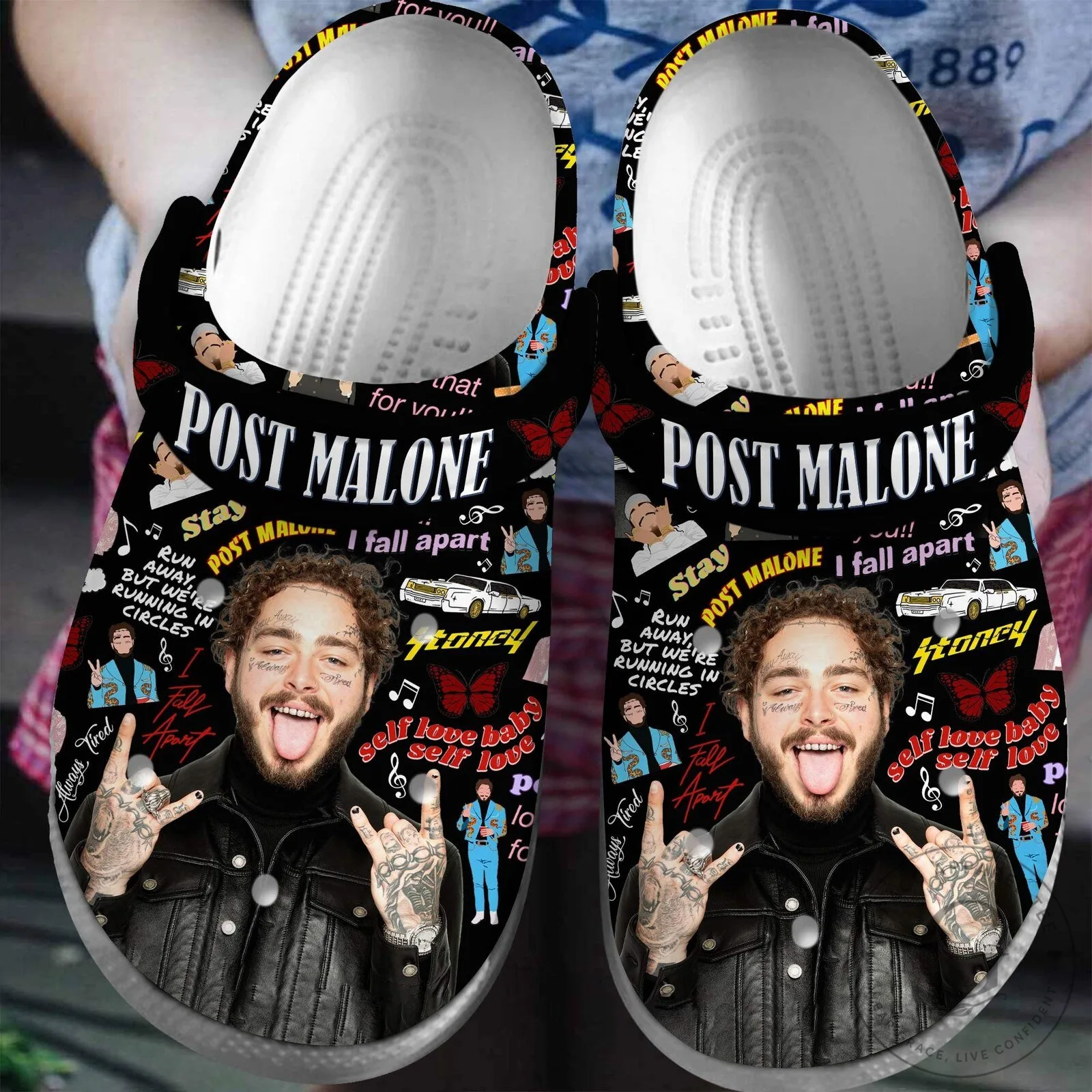 Post Malone Music Fan Art Black Crocband Clogs Shoes