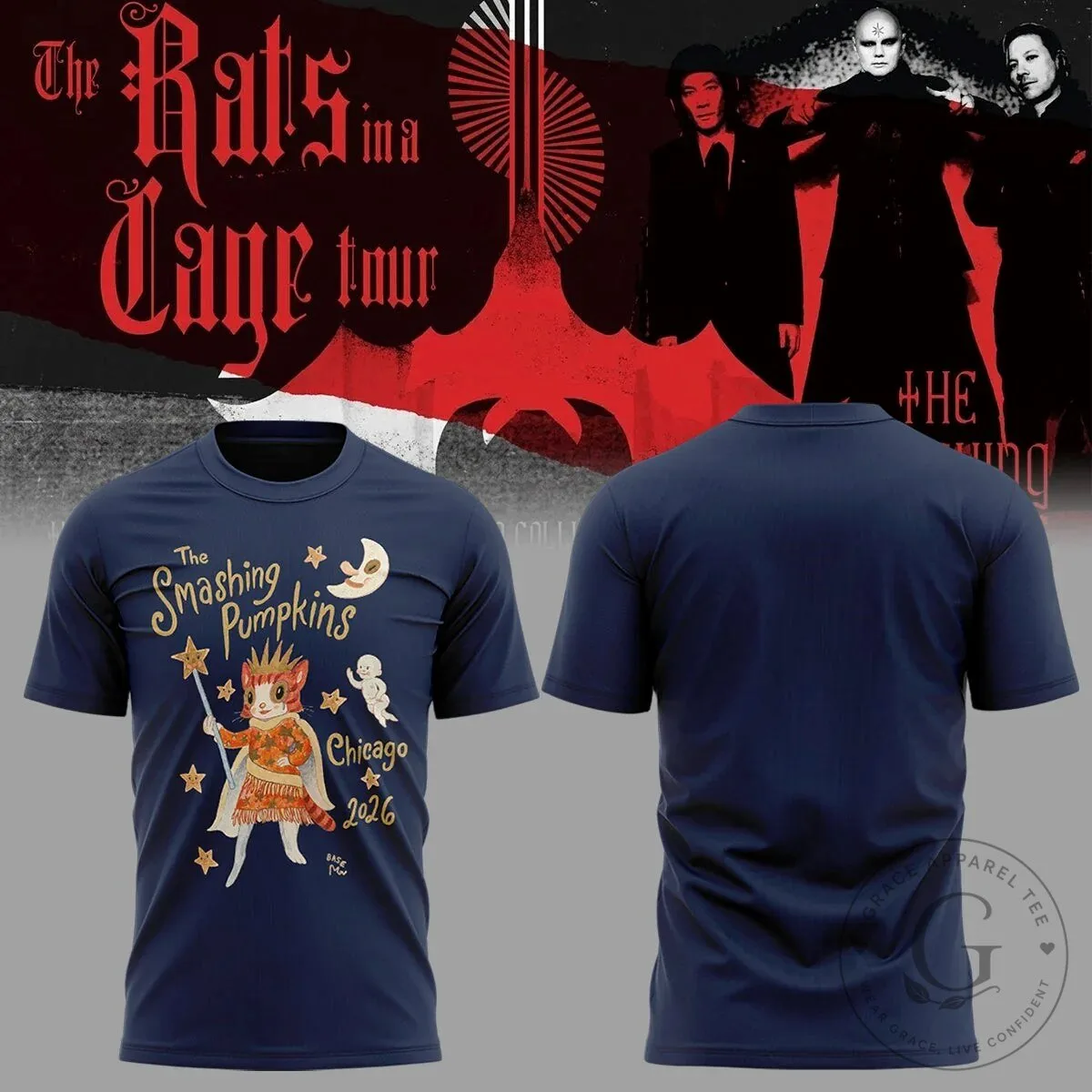 The Smashing Pumpkins Chicago 2026 Tour Graphic T-Shirt