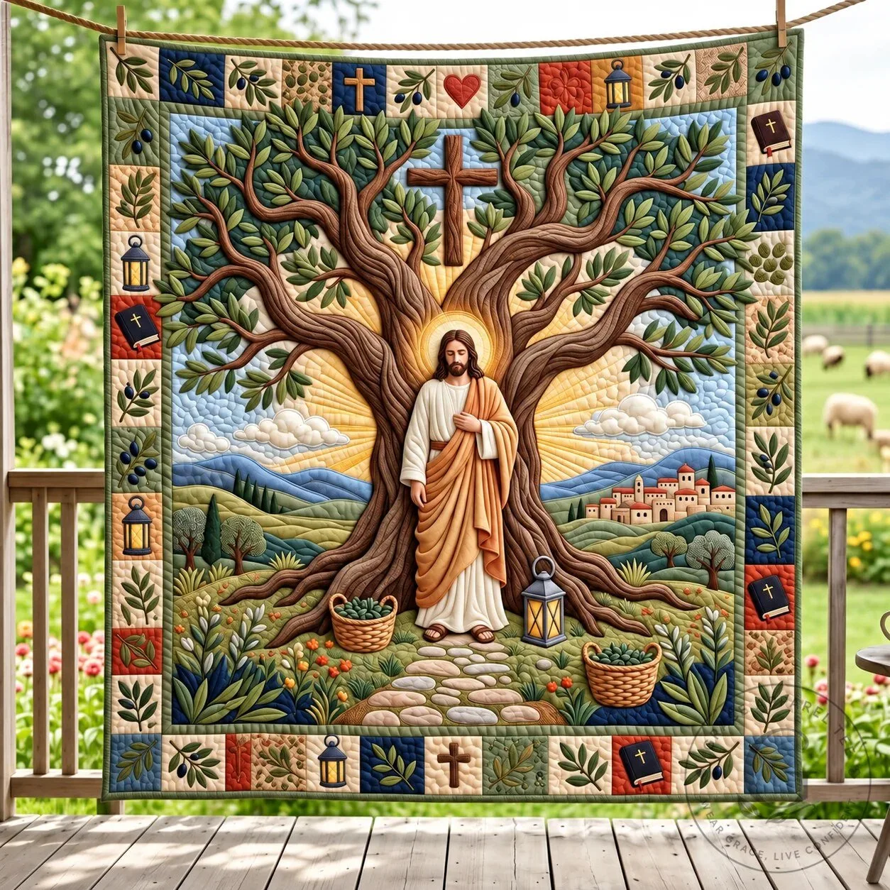 Jesus Christ Tree of Life Christian Religious Quilted Blanket 10 Jesus Christ Tree of Life Christian Religious Quilted Blanket