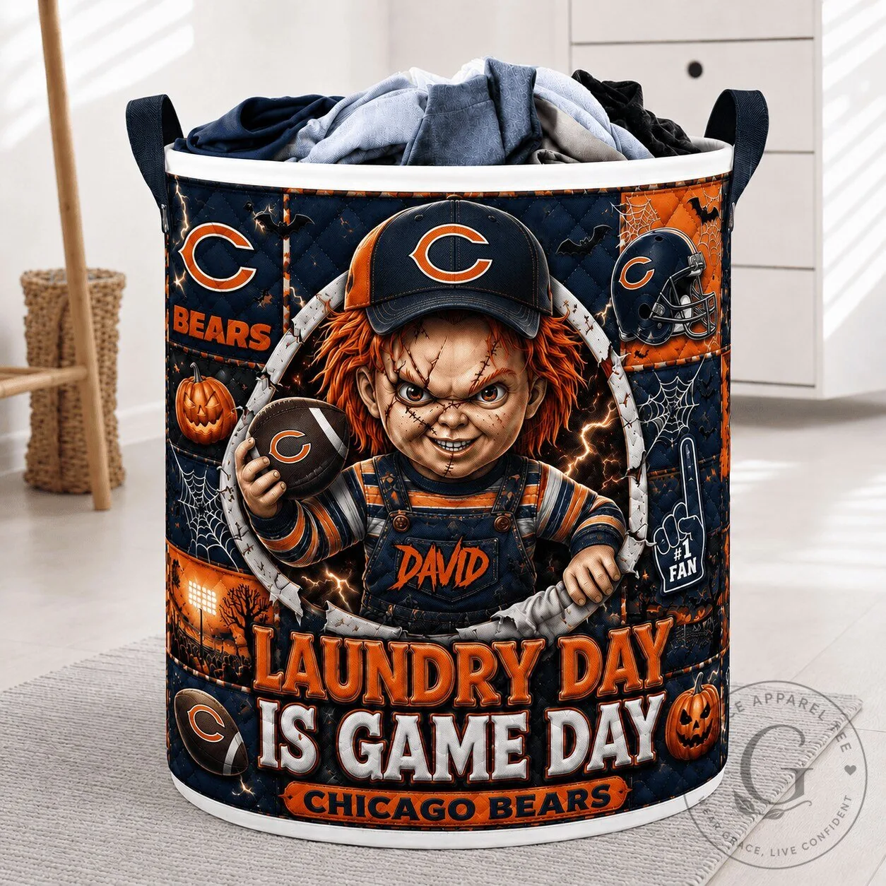 Chicago Bears Chucky Halloween Laundry Day Is Game Day Laundry Basket