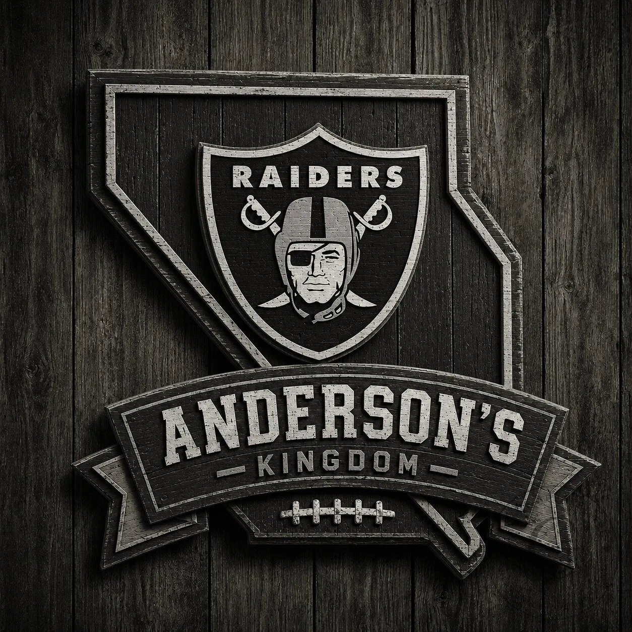Las Vegas Raiders Personalized Vintage Wooden Sign for Football Fans