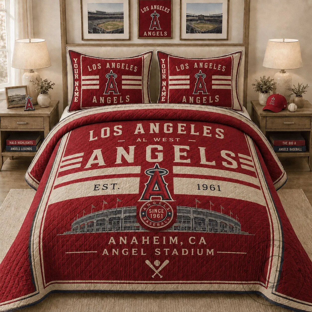 Los Angeles Angels MLB Premium Vintage Baseball Bedding Set