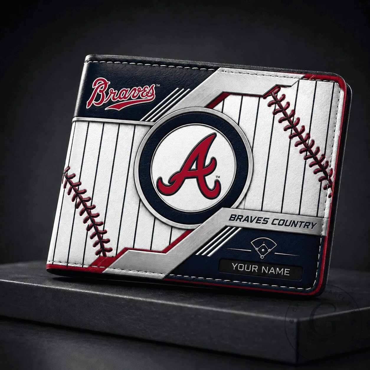 Atlanta Braves Baseball Country Personalized Wallet for Men, Custom Name Fan Gift