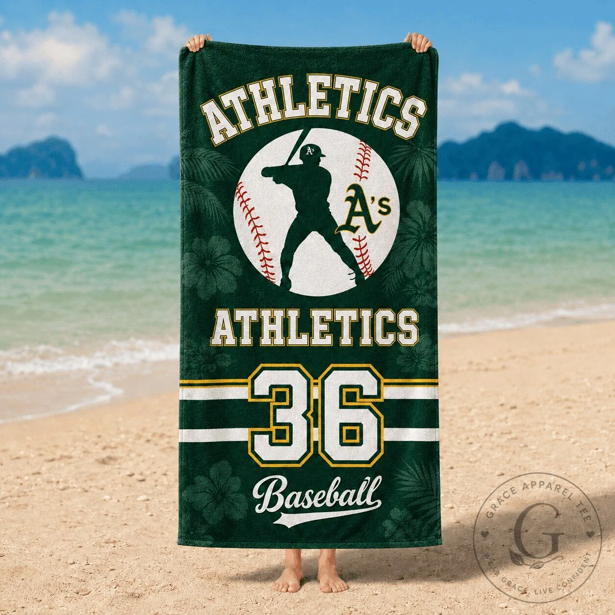 Oakland Athletics Baseball Team Personalized Beach Towel