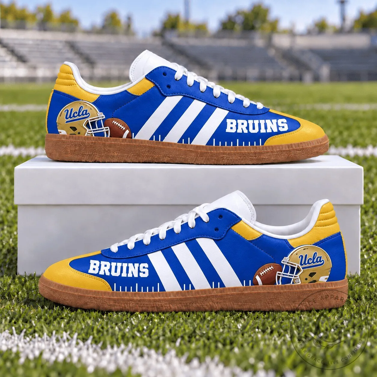 UCLA Bruins Football Team Royal Blue and Gold Sneakers