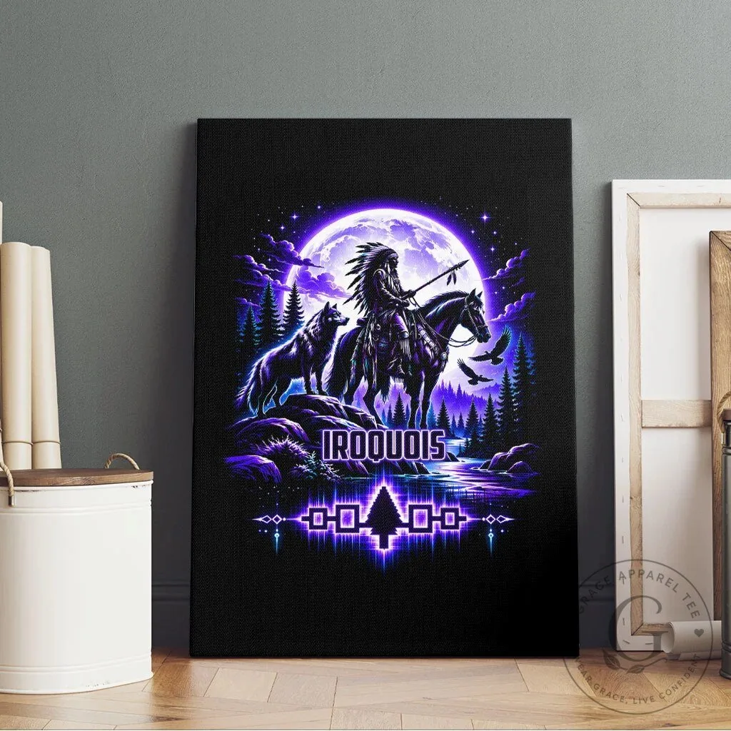 Iroquois Native American Warrior Wolf Moon Canvas Wall Art 11 Iroquois Native American Warrior Wolf Moon Canvas Wall Art