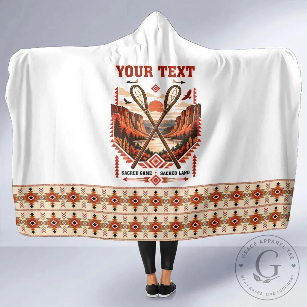 Native American Stickball Heritage Hooded Blanket with Tribal Landscape Art 9 Native American Stickball Heritage Hooded Blanket with Tribal Landscape Art