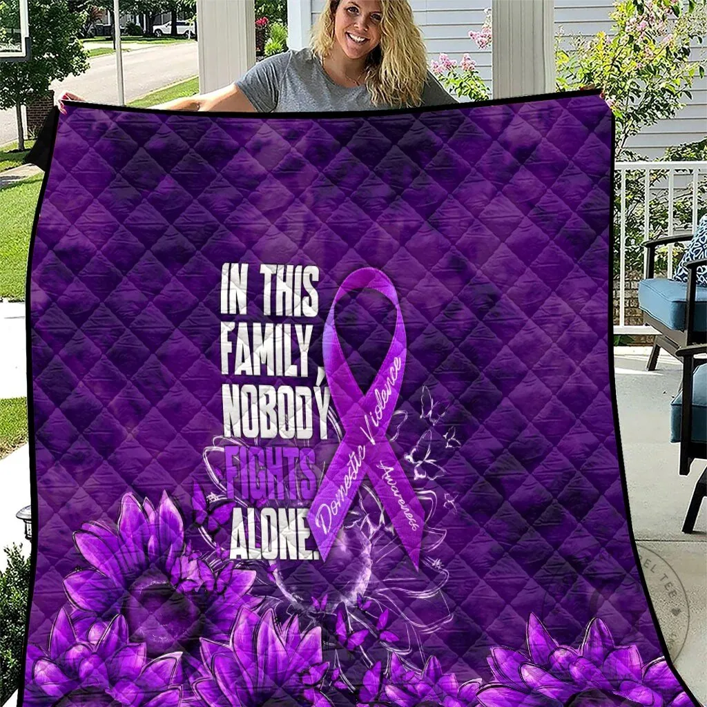 Domestic Violence Awareness Purple Ribbon Sunflower Quilt Blanket