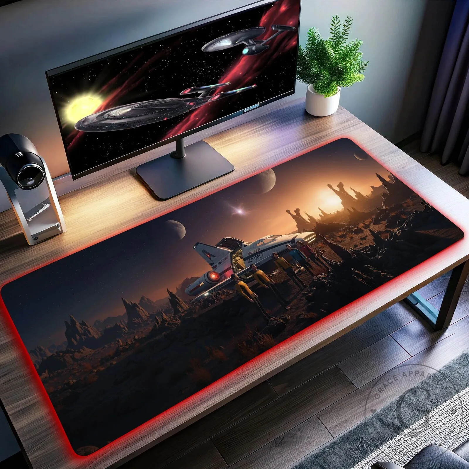 Star Trek USS Enterprise NCC-1701-D Space Scene LED Gaming Mouse Pad