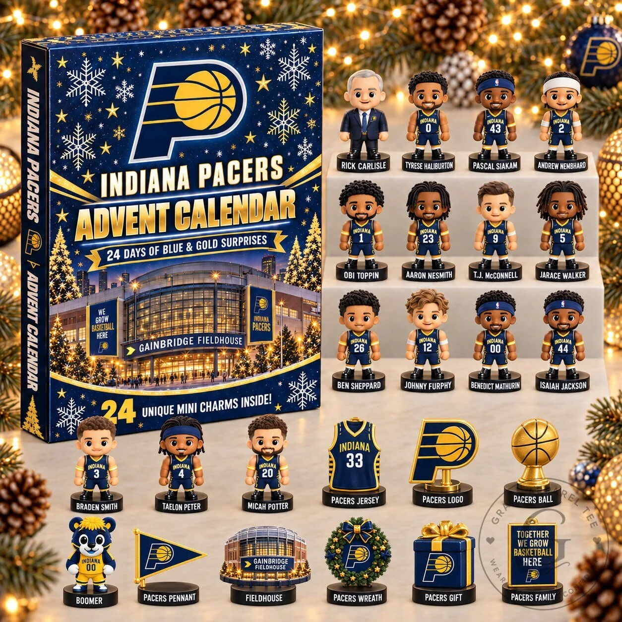 Indiana Pacers Basketball Team Advent Calendar with Mini Figurines