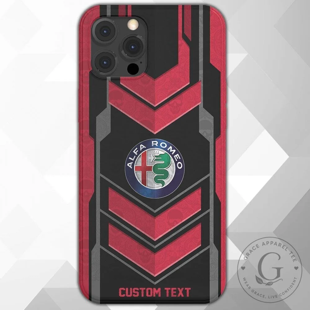 Alfa Romeo Racing Team Red and Black Custom Name Phone Case