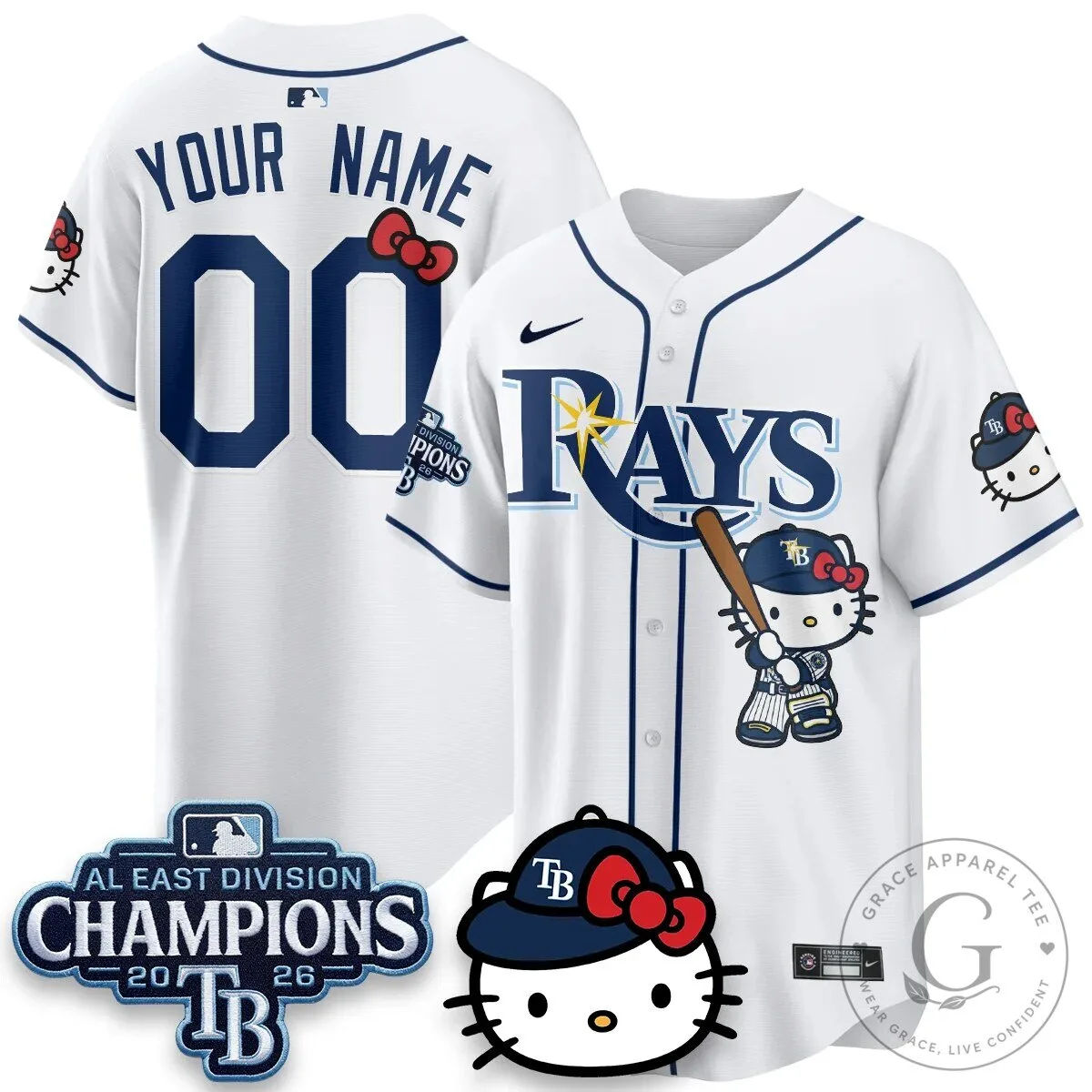 2026 AL East Division Champions Baseball Jersey - Tampa Bay Rays x Hello Kitty Edition 8 2026 AL East Division Champions Baseball Jersey - Tampa Bay Rays x Hello Kitty Edition