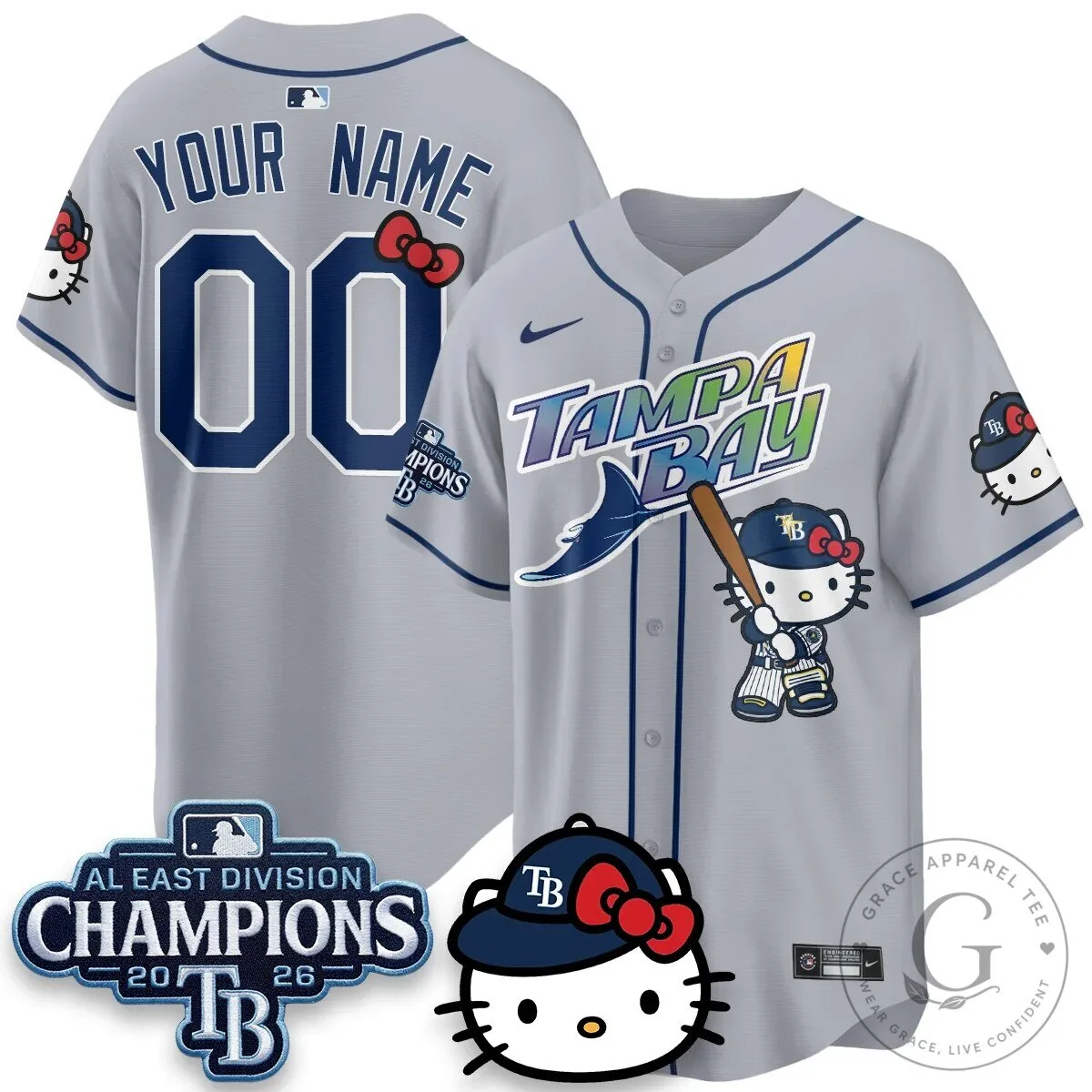 2026 AL East Division Champions Baseball Jersey - Tampa Bay Rays x Hello Kitty Edition 11 2026 AL East Division Champions Baseball Jersey - Tampa Bay Rays x Hello Kitty Edition
